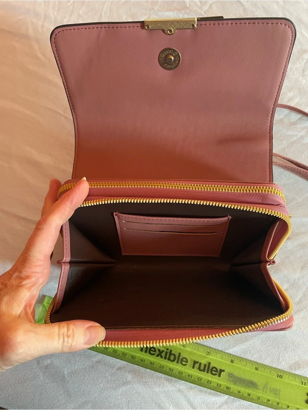 Forever Young Dusty Rose Crossbody Bag with Gold Bar